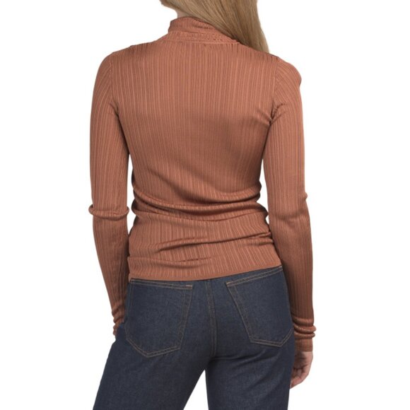 ELIE TAHARI Copper Variegated Ribbed Turtleneck Sweater - Picture 2 of 2